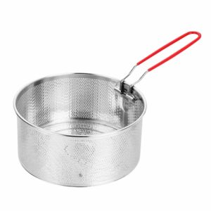 FFBH Stainless Steel Fried Sieve Basket Mesh Design Easy Clean Deep Frying Basket Round Shape Non-Stick Cooking Basket Home Kitchen R6P8Q