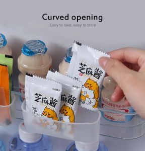 JD Home 2pcs Refrigerator Seasoning Storage Box Kitchen Hidden Storage Holder Shelf Sauce Bag Mustard Vinegar Organizer Rack