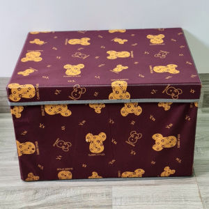 Hộp vải nắp rời size 40cm hình Gấu xếp gọn tiện dụng hộp vải Oxford Hàn Quốc thùng vải chứa đồ tủ vải hộp chứa đồ nắp dời