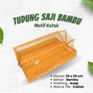 TUDUNG SAJI PERSEGI PANJANG Ukuran 35x25 cm / Tudung Saji Bambu / Penutup Makanan Bambu Anti Binatang - johja craft