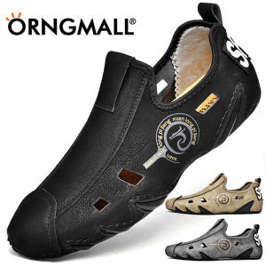 ORNGMALL New Summer Men Soft Leather Casual Shoes Luxury Fashion Soft Loafers Moccasins Breathable Non-Slip Driving Shoes Big Size 38-48