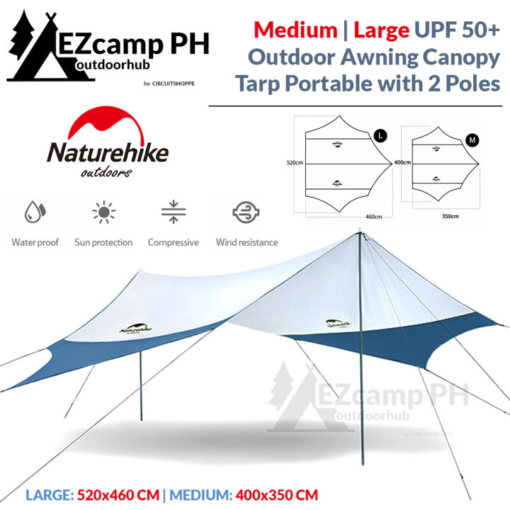 Naturehike Outdoor Medium | Large Canopy Awning Tarp With 2 Poles ...