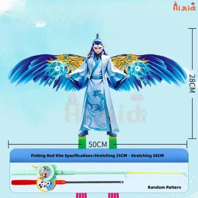 [SG Seller]Nezha Toy Kite Cartoon Childrens Kite Dynamic Simulation Kite Fishing Rod Kite Outdoor Kite
