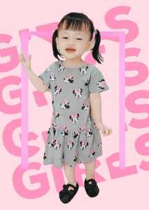 Dress Anak Perempuan Usia 1-6 Tahun D&C MN FP Abu Abu