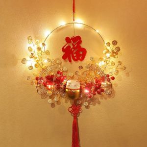 Homepeas® 2025 CNY Decoration With Light Flower Wreath Floral Hoop Set Chinese New Year DIY Lights Hanging Decor Lighting
