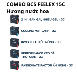 Bao cao su Feelex Combo 5 sắc thái yêu đa dạng trải nghiệm - Hộp 15 chiếc