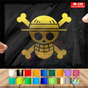 One Piece Motor Cutting Sticker Variasi Motor Mobil Matic 3D Jepang Tulisan Keren Hologram Pelangi Kanan Kiri Nama Kustom Aksesoris Body Samping Spakbor Windshield Visor Helm Kaca Modif Nmax Pcx Vario Beat Scoppy
