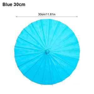 PCTYL36665 1Pcs 20/30/40/60cm Paper Umbrella Long-handle Colored Painting Supplies Blank Photography Prop for Baby Shower Anniversary Wedding Birthday