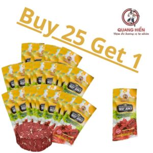 25 gói tặng 1 gói khô bò nguyên bản beef jerky original Quang Hiển đậm đà hương vị tự nhiên 20gr