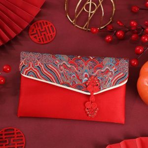 Giorgione 2026 ampao wedding for money envelope cash organizer 结婚红包 Embroidery Design Red Envelope Handmade Velvet Cloth Wedding Envelope Red Lucky Bag Best Wishes Money Packet Chinese New Year