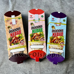 Wadah kebab jumbo ukuran 24x9 cm motif warna dengan tarikan isi 100 pcs