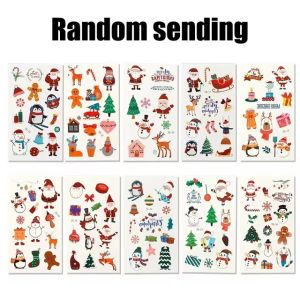 5pcs Waterproof Christmas Temporary Tattoo Sticker Cartoon Santa Clau Snowman Tree Children Fake Tattoo DIY Party Face Body Tattoos