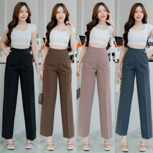 🔥 กางเกงขากระบอกเอวสูง สุดคุ้ม! 💯 ผ้าไมโครเกรด A ไม่ยับ ใส่ปังทุกโอกาส ไซส์ S-3XL 🚚 ของแท้100%