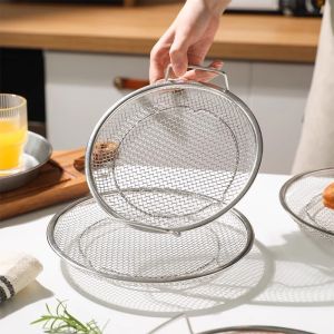 304 Stainless Steel Frying Oil Drain Rack Kitchen Oil Strainer Pan Mesh Filtering Basket with Tray
