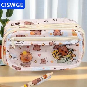 [COD] CISWGE AUTOPARTS Dễ thương phim hoạt hình bút chì trường hợp cho sinh viên phim hoạt hình phim hoạt hình sáng tạo bút chì túi dung lượng cao văn phòng phẩm lưu trữ túi mỹ phẩm Túi