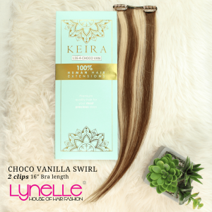 Keira Human Hair Extensions Bra Length 2-Clip 16 inches W4-CHOCO VANILLA SWIRL