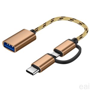 USB C 3.1 2 in 1 Type-C + Micro USB OTG Adapter /Micro USB / Type-C for Android Smart Phone to Printer Pendrive Mouse Keyboard etc
