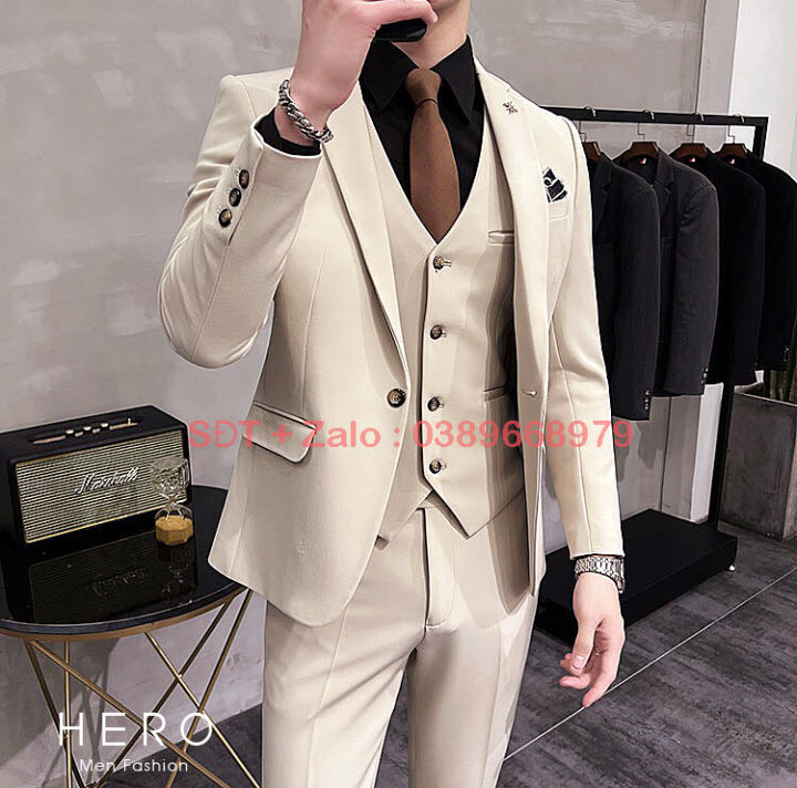 Mua Bộ Vest Nam Cao Cấp Hàn Quốc 6 Khuy Màu Be, Bộ Suit Nam Chất Vải Sịn màu  Kem - Yeep