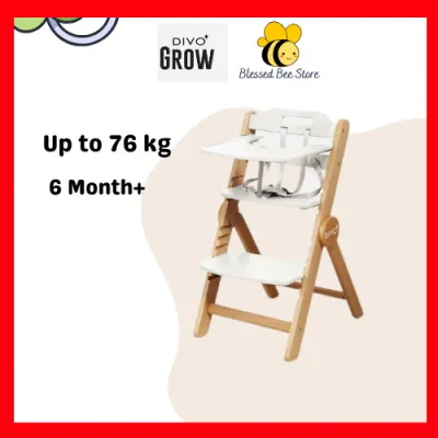Coby Haus Divo Grow Baby Highchair | Foldable Wood Dining Chair | 6 months up to 76kg Kerusi makan baby