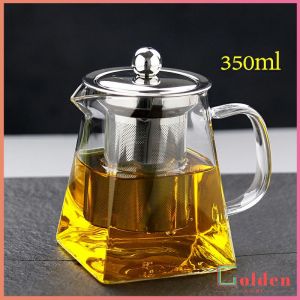 Golden  กาชงชา กาแก้ว  ตัวกรองสแตนเลส ก้นออกแบบเป็นเหลี่ยม ไลฟ์สไตล์เม็กซิโก Glass teapot