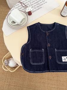 Boys denim vest autumn wear stylish and versatile loose-fitting vest for babies childrens casual outerwear vest