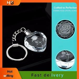 HB Heart Shape Crystal Rhinestone LED Keychain Love Jewelry Pendant for Lovers Handbag Romantic Gift Scene