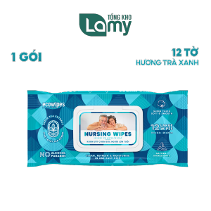 Khăn giấy ướt chăm sóc người lớn tuổi Nursing wipes gói 12 khăn size 30x20cm làm sạch bề mặt da mang lại cảm giác dễ chịu