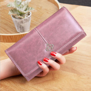 European and American retro fashion long wax leather wallet card bag coin purse wom