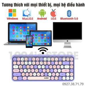 Ajazz 308i - Bàn Phím và Chuột Bluetooth Giả Cơ Không Dây - Dùng Được Cho Máy Tính Bàn Laptop Điện Thoại Máy Tính Bảng