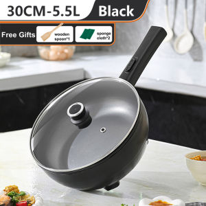 6L Electric Frying Pan Honeycomb Stainless Steel Coated 1600W 8 Gear Adjustable Smart Touch 29cm Large Capacity Multifunction Electric Cooker With Steamer Non Stick Cooker Hot Pot