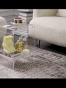 Acrylic Transparent Table Simple Bedroom Bedside Table Nordic Coffee Table Sofa Side Table Double-Deck Storage Tea Tables