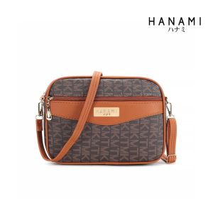 HANAMI Tas Selempang Wanita Tania Cokelat Kulit Motif Keren Terbaru Simple elegan Murah TA1111B7