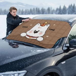 TUO29 Waterproof Car Snow Cover Windshield Sun-protective Auto Front Window Cover Thermal Insulation Universal Fit Ice Windshield Cover Winter Season
