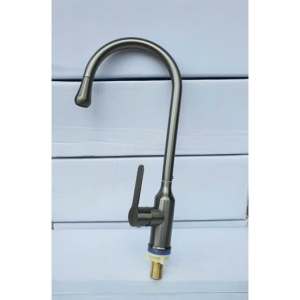 Vòi rửa chén bát LẠNH CỔ BI TAY GẬT GÙ sơn tĩnh điện đen/inox xi bóng