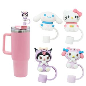 TSEVD 10mm Kuromi Straw Covers Dust-Proof Reusable Cinnamoroll Straw Tips Cup Accessory 30/40oz Tumbler Straw Cap 30/40oz Tumbler