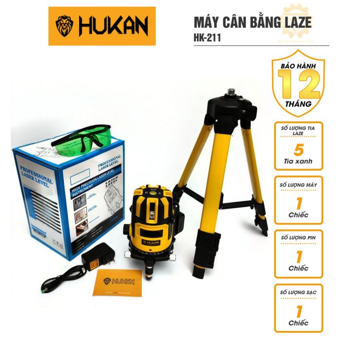 Máy cân bằng laze, bắn cốt 5 tia xanh HUKAN HK-211