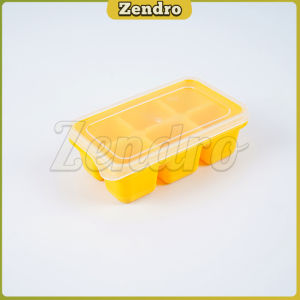 ZEO 6 Grids Ice Cube Mold with Lid Square Tray for Ice Cream Whiskey Cocktail Cold Drink Soft bottom and hard bottom