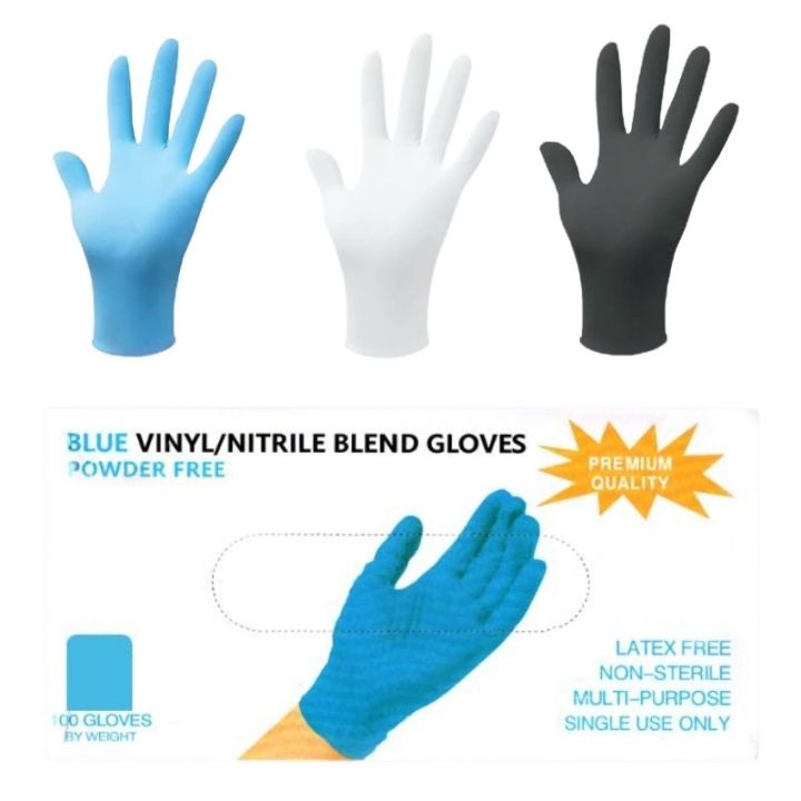 TOLO 100PCS VINYL/NITRILE BLEND GLOVES tattoo gloves disposable BLUE