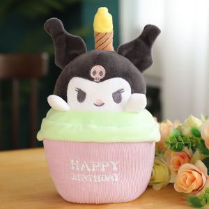 New Sanrio Happy Birthday Plush Toy Kawaii LED Cake Plush Toy Cinnamon Roll Kuromi Melody Cartoon Filled Animal Plush Pendant Doll Creative Cute Cake Singing Toy Childrens Birthday Gift