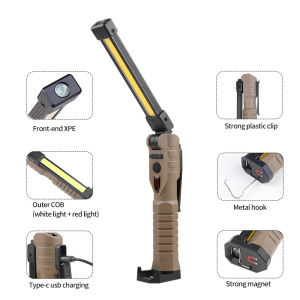 AE Double-sided COB Folding work magnet with output emergency flashlight adjustable inspection light magnetic folding
