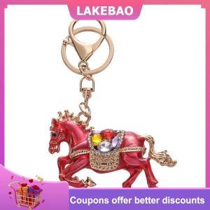 【LAKEBAO】 Thời trang Rhinestone ngựa Keychain phong cách hoàng đạo Pony Mặt dây chuyền trang trí Keyring phụ nữ người đàn ông túi quyến rũ treo may mắn quà tặng năm mới