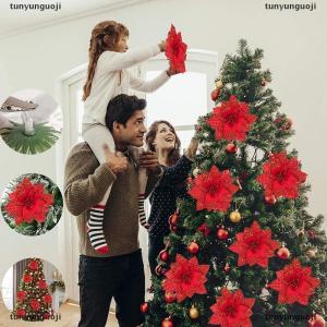 [COD] tunyunguoji Nhân Tạo Giáng Sinh Hoa Long Lanh Trạng Nguyên Nhân Tạo Hoa Lụa Giả Hoa Cho Xmas Tree Vòng Hoa Đám Cưới Kỳ Nghỉ
