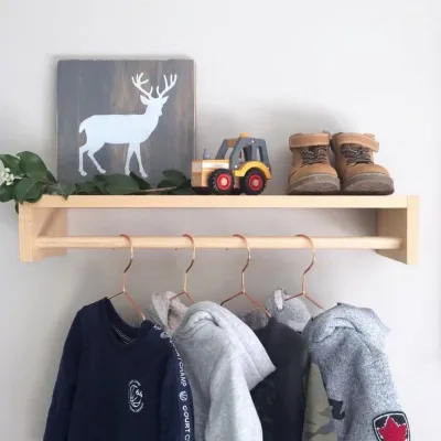 Gantungan Baju Rak Dinding/Gantungan Baju kayu/Rak serbaguna