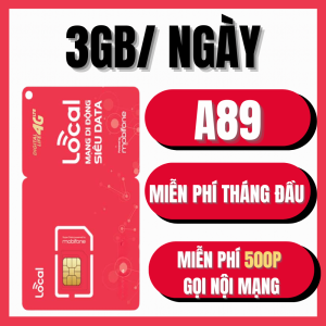 Sim 4G 5G Mobifone Local A89 Tặng 1 Tháng Vào Mạng + Gọi Điện Miễn Phí Có 3GB/ngày + 500 Phút Gọi Nội Mạng Mỗi Tháng | FREESHIP - CHƯA KÍCH HOẠT