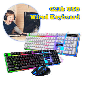Gaming Keyboard G21B 104 Keys Keyboard Set Colorful LED Backlight Ergonomic Mechanical Gaming Mouse for PC Laptop