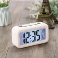 Silent Digital Alarm Clock with Time Temperature Display Night Light(White). 