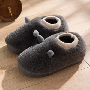 Korean style ox horn womens home warm thick sole non slip indoor full surround plush slippers
