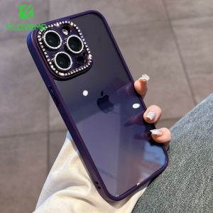 FLOVEME Luxury Diamond Camera Protector Phone Case For iPhone 14 13 12 11 Pro Max 14 Plus Plating Transparent PC TPU Acrylic Armor Back Cover For iPhone 14 13 12 11