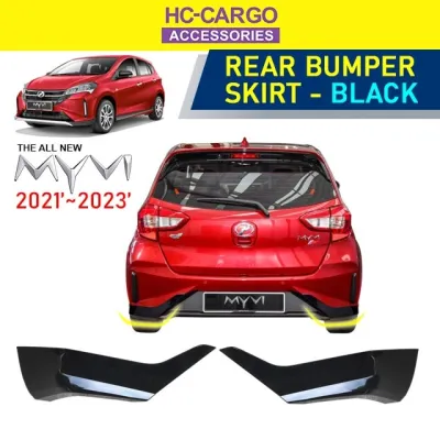 HC Cargo Perodua Myvi G3 2023 Rear Skirt Gear Up New Facelift Bumper Body Kit - New Model Accessories Piano - Black