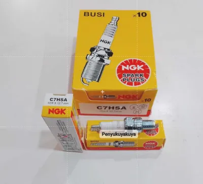 ( NGK ) 10 PCS 1 KOTAK BUSI C7HSA DRAT PENDEK MOTOR GRAND / SUPRA / MIO / SUPRA FIT NEW / SMASH / REVO / MIO J M3 SOUL